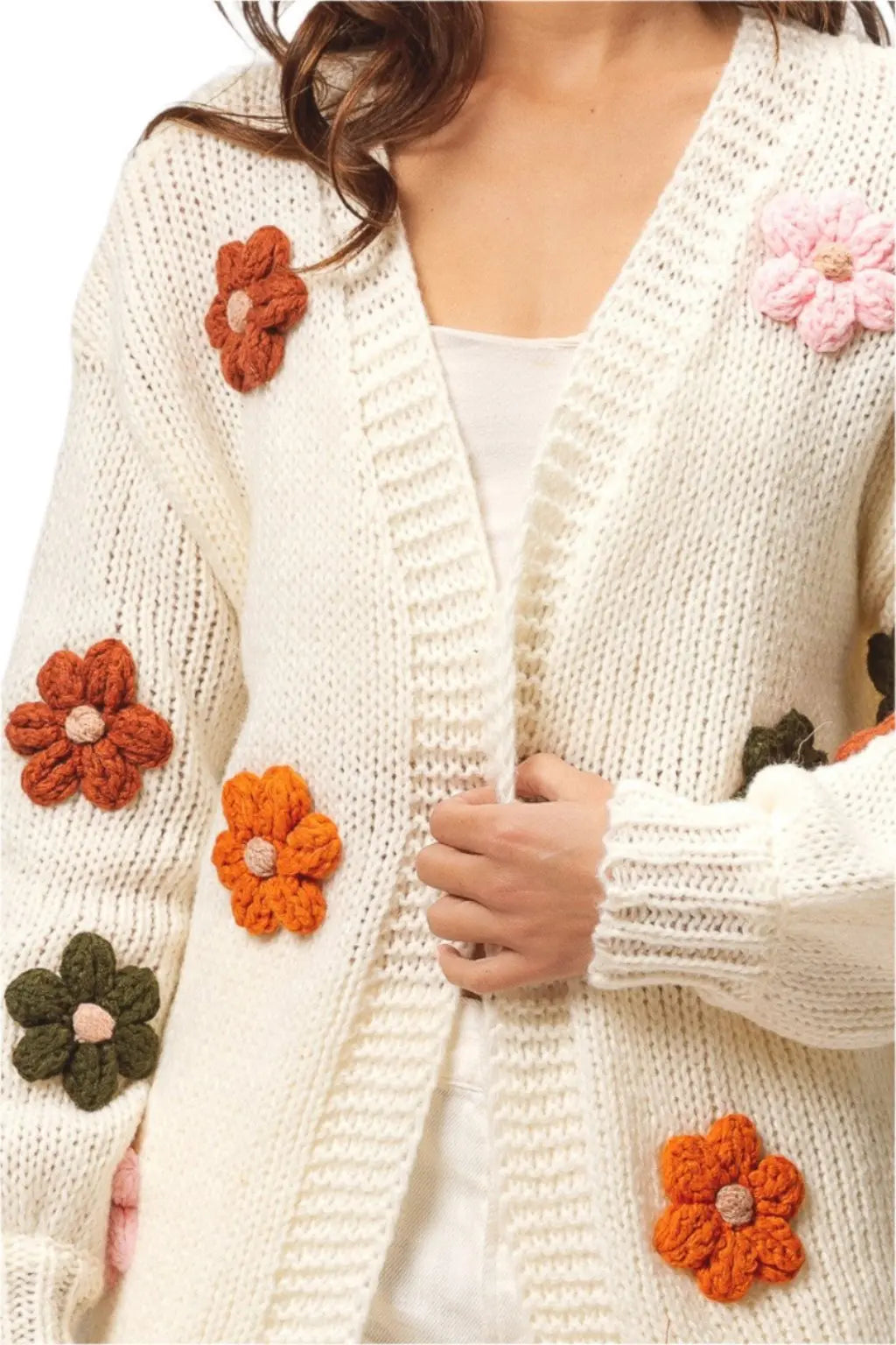 Chunky Flower Two Pocket Cardigan - Epicplacess