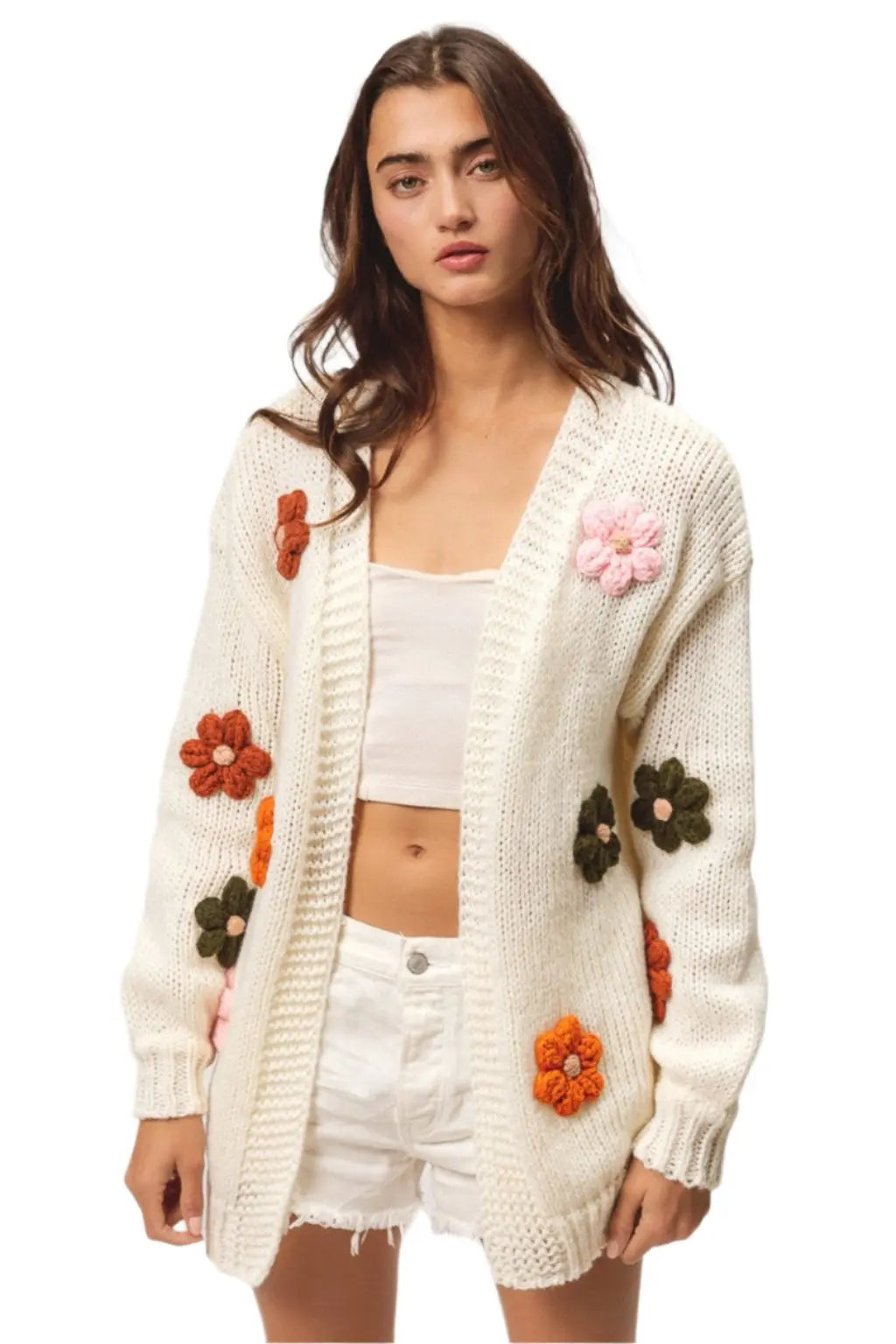 Chunky Flower Two Pocket Cardigan - Epicplacess