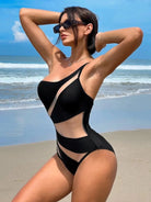 Hideout Cutout Mesh One Piece Swimsuit - Black Swimsuit Epicplacess   