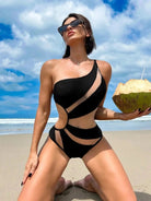 Hideout Cutout Mesh One Piece Swimsuit - Black Swimsuit Epicplacess   