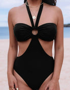 Halter Ruched Cut Out Swimsuit Swimsuit Epicplacess S Black 