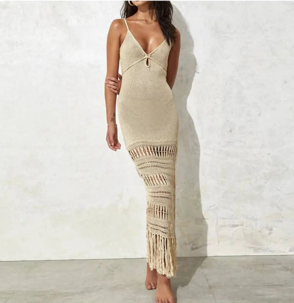 Sweet kama Tassels Cove Dress Swimsuit Epicplacess S Brown 