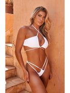 White Strappy Cross Over Halter Neck Bikini Top - Steph Swimwear Epicplacess 6 White 