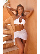 White Strappy Cross Over Halter Neck Bikini Top - Steph Swimwear Epicplacess   