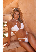 White Strappy Cross Over Halter Neck Bikini Top - Steph Swimwear Epicplacess 10 White 