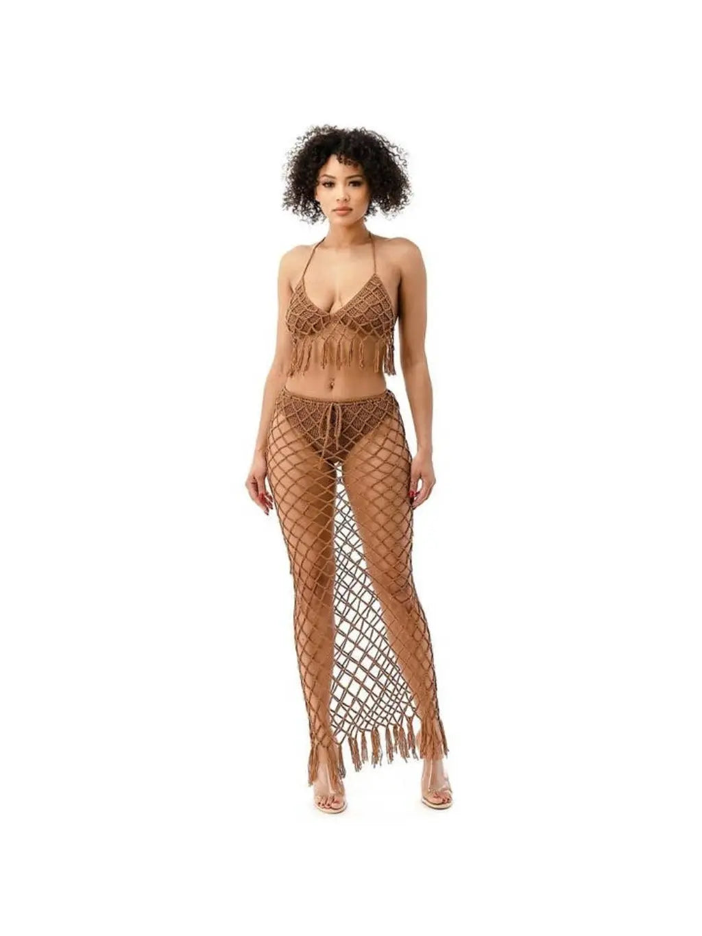 Elizabeth Crochet Cover Up Dress Swimwear Epicplacess S Mocha 