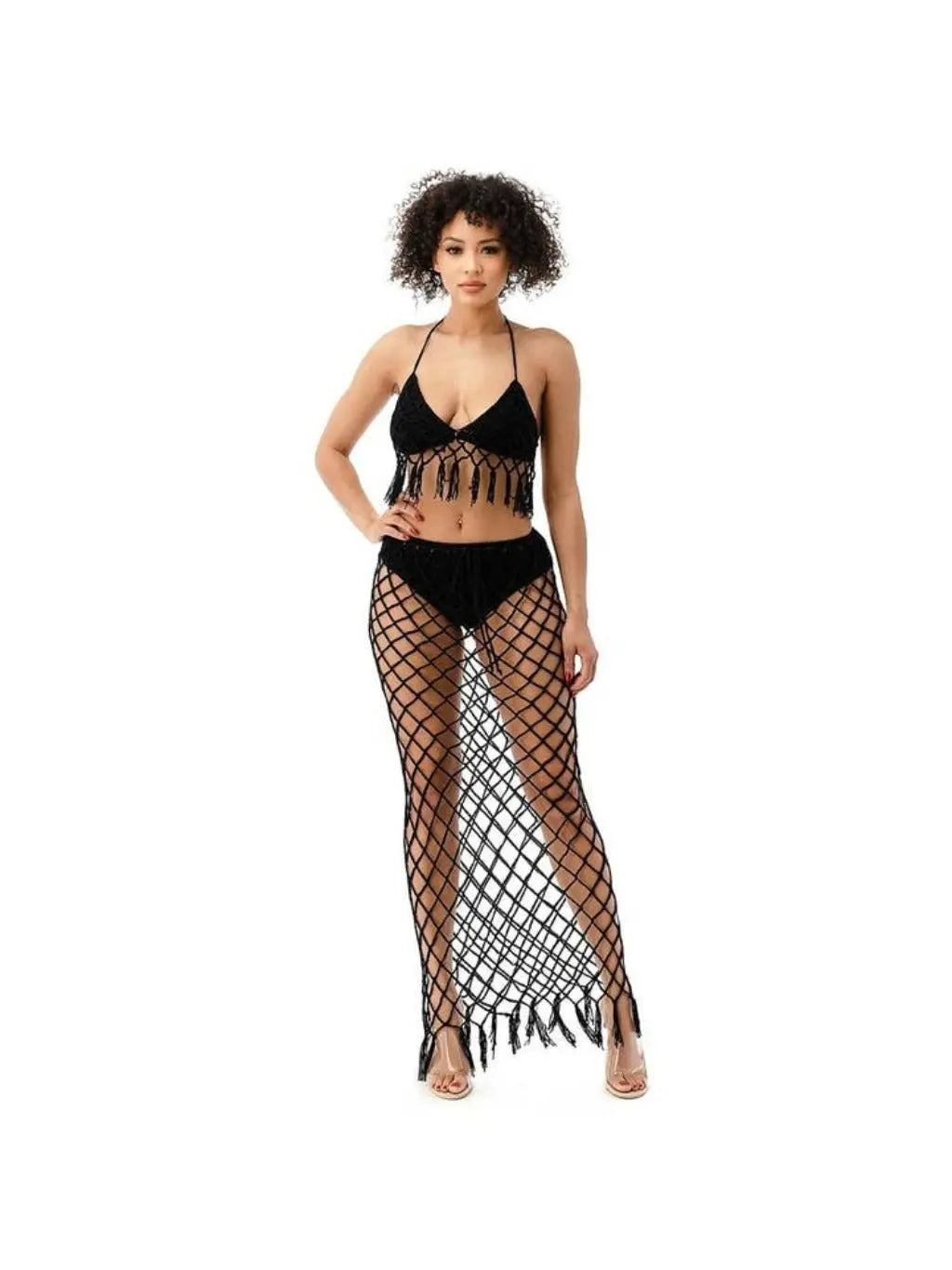 Elizabeth Crochet Cover Up Dress Swimwear Epicplacess S Black 