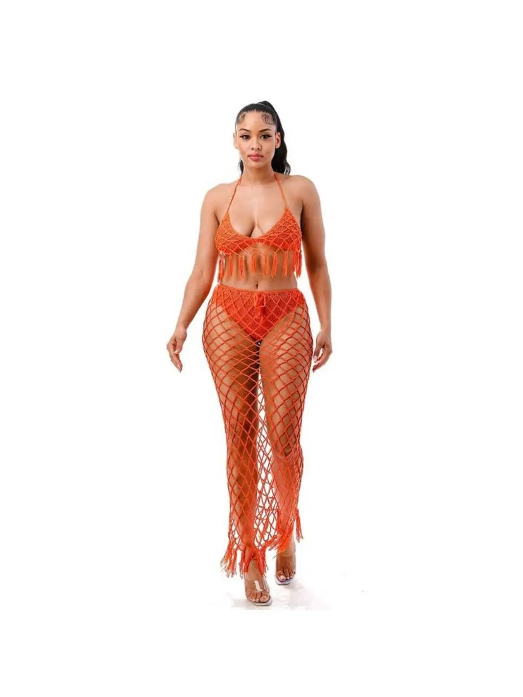 Elizabeth Crochet Cover Up Dress Swimwear Epicplacess S Orange 