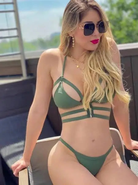 Triangle Cage Bikini Set Swimwear Epicplacess S Olive 