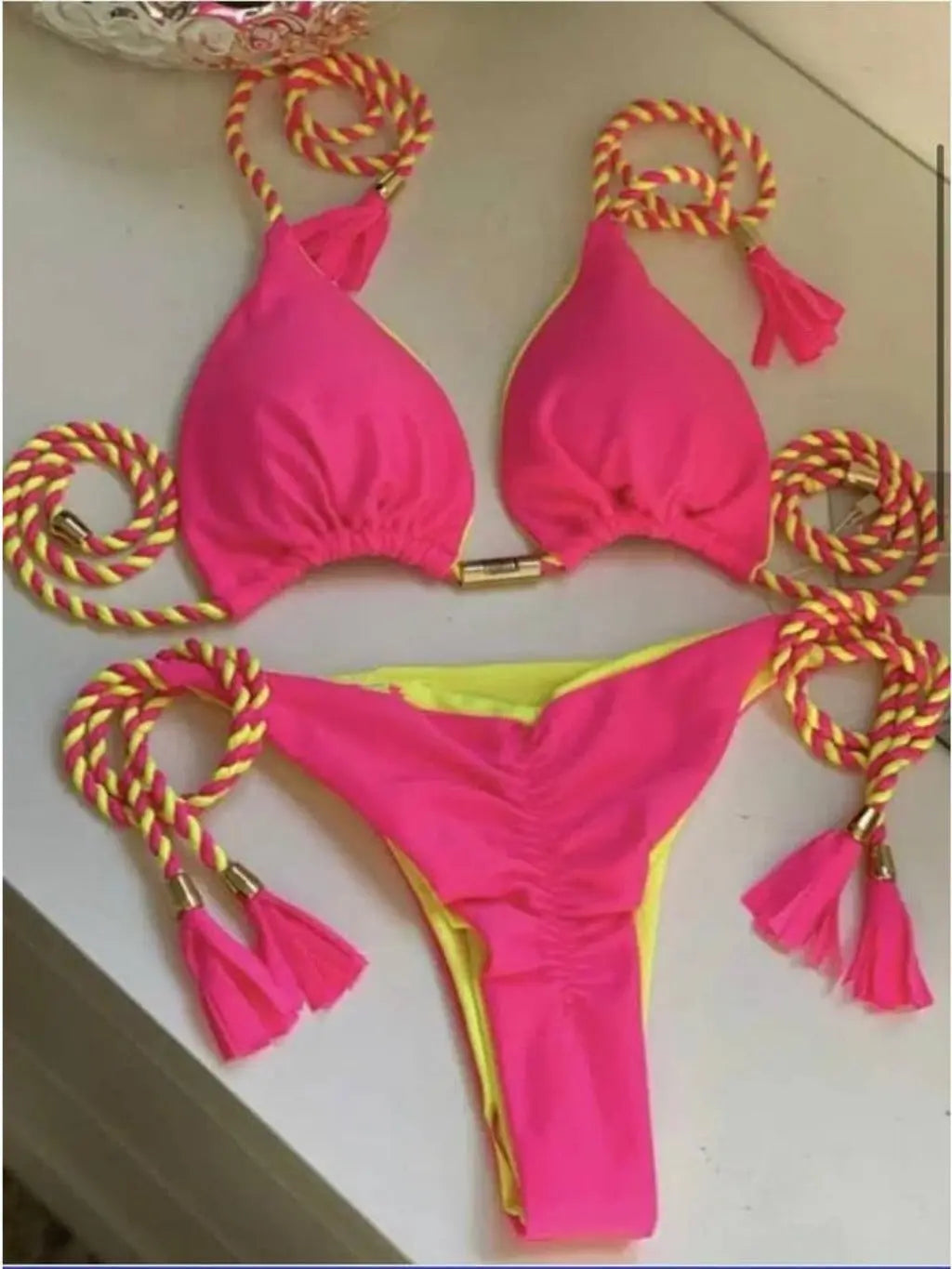 Rope Ties 2 Piece Bikini Swimsuit Swimwear Epicplacess   
