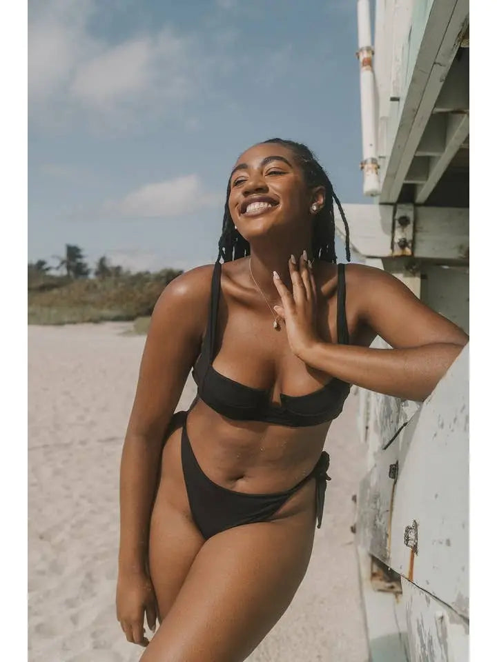 Underwire Bikini Top - Black Rib Swimwear Epicplacess   