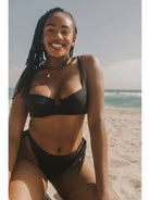 Underwire Bikini Top - Black Rib Swimwear Epicplacess   