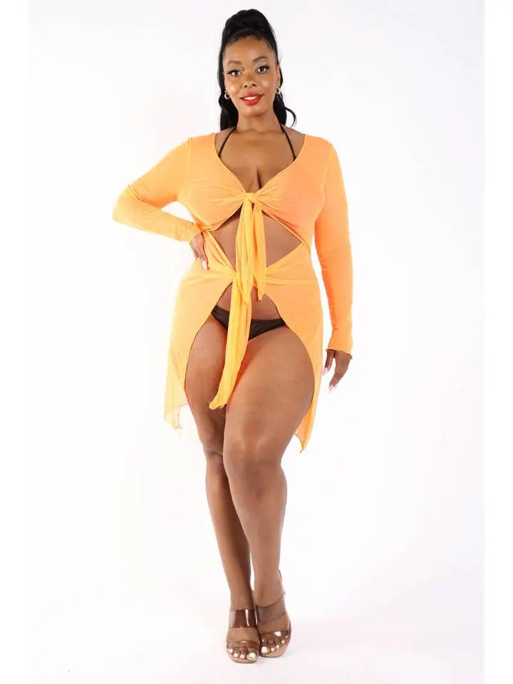 Tie Front Mesh Coverup Swimwear Epicplacess   