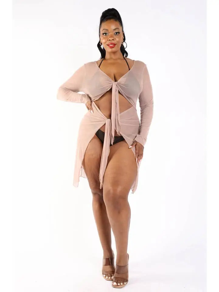 Tie Front Mesh Coverup Swimwear Epicplacess   