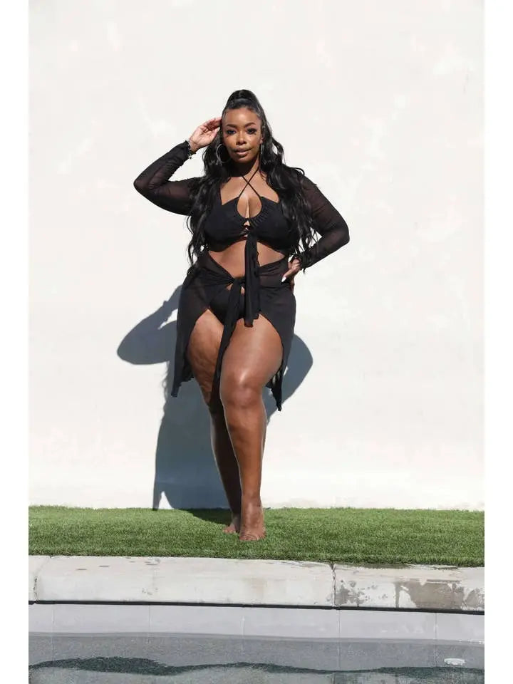 Tie Front Mesh Coverup Swimwear Epicplacess   
