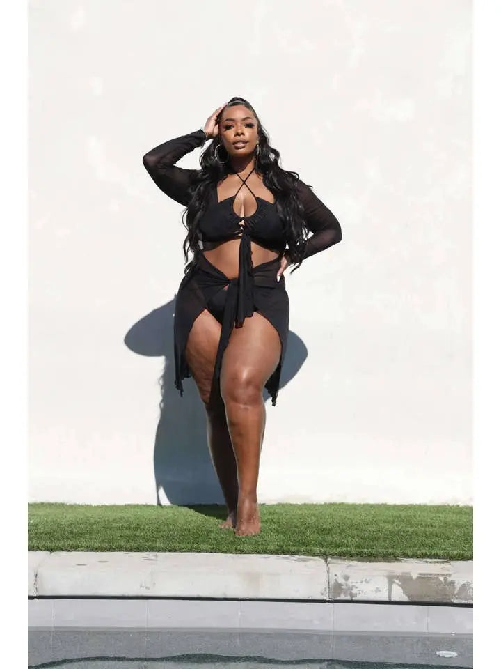 Tie Front Mesh Coverup Swimwear Epicplacess   