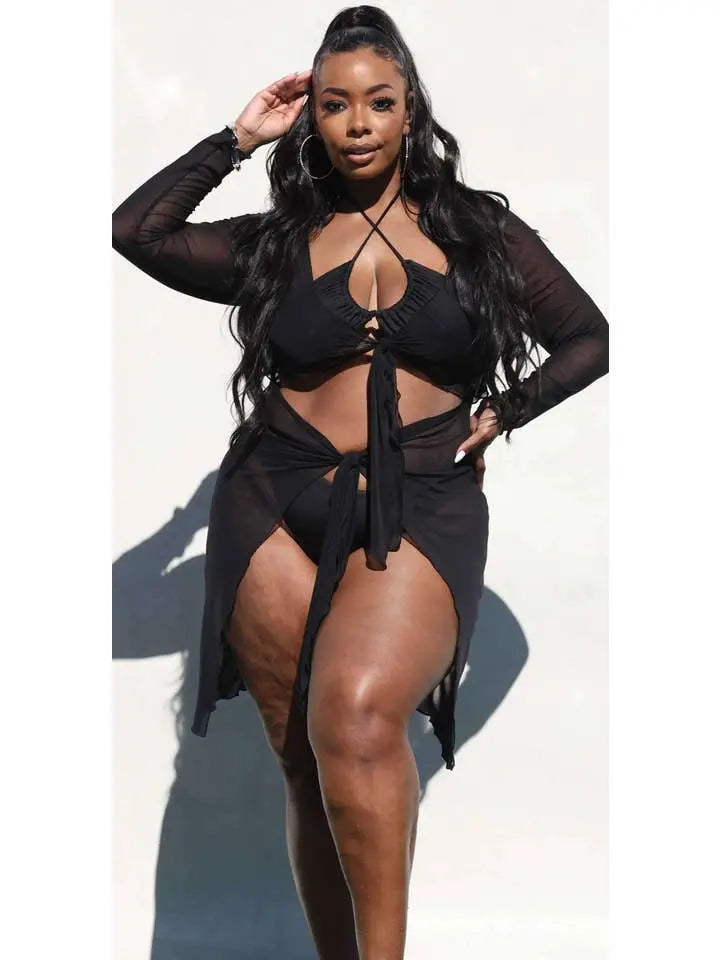 Tie Front Mesh Coverup Swimwear Epicplacess   