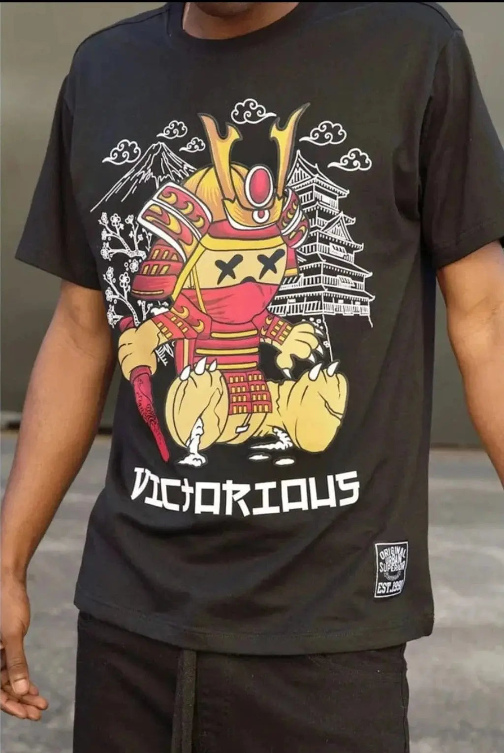 Samurai Bear Short Sleeve Tee - Black T Shirt Epicplacess   