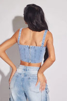 Rebellious Denim Bustier Crop Top TOP Epicplacess   