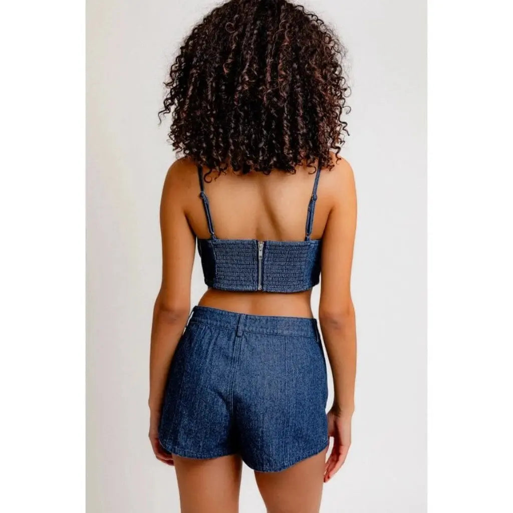 Miss My Baby Bow Denim Crop Top tops Epicplacess   