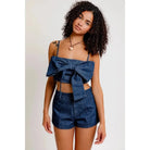 Miss My Baby Bow Denim Crop Top tops Epicplacess   