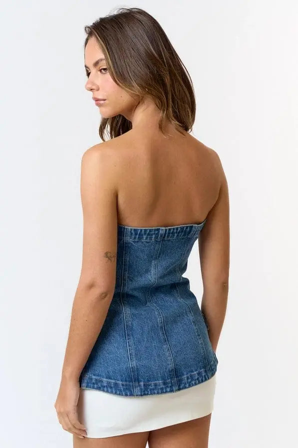 Blushing Women's Button Down Denim Top tops Epicplacess   